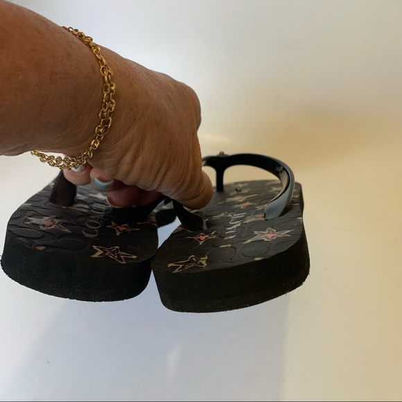 Coach Abigail Black Stars Flip Flop Thong Sandals - Picture 12 of 12